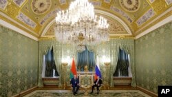 Уладзімір Пуцін і Аляксандр Лукашэнка падчас сустрэчы ў Маскве, Расея, 13 сакавіка 2025 году