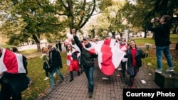 Рыга, 10 кастрычніка 2020. Марш у падтрымку пратэстаў у Беларусі.