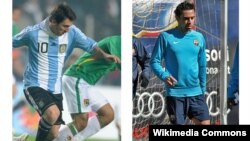  ژاوی هرناندز از اسپانيا (سمت راست) و ليونل مسی از آرژانتين