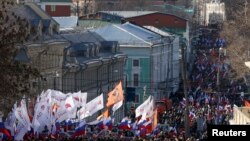 Орус оппозициясынын Борис Немцовду эскерген жүрүшү. Москва, 27-февраль, 2016-жыл.