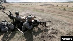 Сумесныя вайсковыя вучэньні амэрыканскіх і літоўскіх вайскоўцаў у Літве