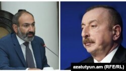 Никол Пашинян (слева), Ильхам Алиев