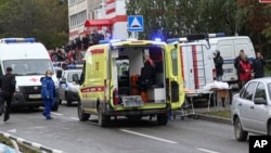 The scene in Izhevsk near where the shooting took place.