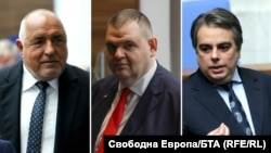 От ляво надясно: лидерът на ГЕРБ Бойко Борисов, на "ДПС - Ново начало" Делян Пеевски и на ПП-ДБ Асен Василев. 