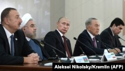 Hazarýaka döwletleriniň baştutanlary Kaspi sammitinde. Astrahandaky Kaspi sammiti. 29-njy sentýabr, 2014 ý.