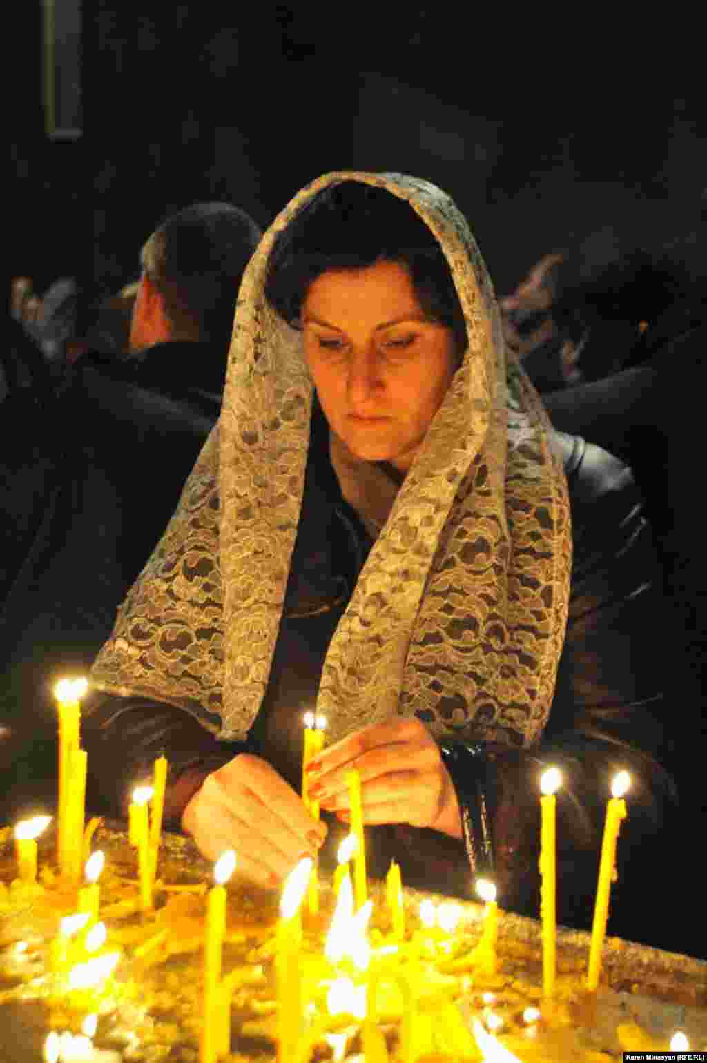 Armenia -- Christmas candle liturgy, Khor Virap, 05Jan2013