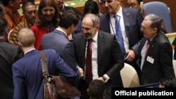 Встреча премьер-министра Армении Никола Пашиняна с премьер-министром Канады Джастином Трюдо на Саммите мира в Нью-Йорке, 24 сентября 2018 г.