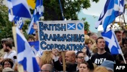 Шотландиянын көз карандысыздыгын жактагандар. Глазго, 14-сентябрь, 2014-жыл. 