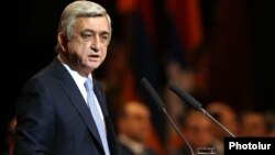 Президент Армении Серж Саргсян на XI съезде Союза добровольцев «Еркрапа», Ереван, 18 февраля 2017 г.