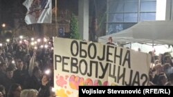 "Цветная революция"? Разноцветная ложь". Протест в Белграде против одностороннего освещения демонстраций государственным телевидением