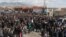 Armenia - Farmers in Aragatsotn province block a highway in protest against construction of a hydroelectric plant, 19Mar2014.