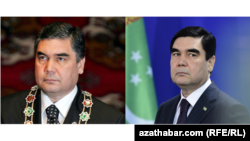 Гурбангулы Бердымухамедов, комбинированное фото за 2007 год (слева) и 2016 год (справа)