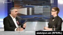 Пресс-секретарь Минобороны Армении Арцрун Ованнисян в студии Азатутюн ТВ, Ереван, 28 января 2019 г.
