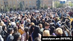 Акция протеста в Ванадзоре, 23 апреля 2018 г.