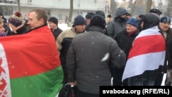 Пратэсты супраць падатку за "дармаедзтва" ў Баранавічах. Люты 2017 году. 