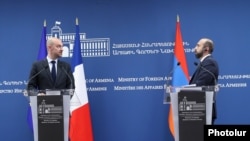 Հայաստանի և Ֆրանսիայի ԱԳ նախարարներ Արարատ Միրզոյանի և Ժան-Նոել Բարոյի համատեղ ասուլիսը, Երևան, 26-ը մայիսի, 2025թ. 