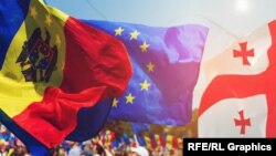Флаги Молдовы, ЕС и Грузии