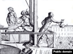 Пакараньне сьмерцю Людовіка XVI, гравюра XVIII стагодзьдзя