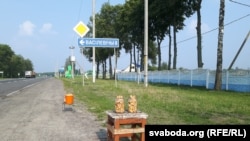 Продаж грыбоў пры шашы Гомель-Кобрын