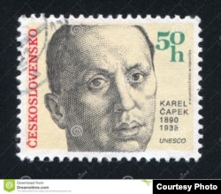 Карел Чапек (Karel Čapek) почтоо маркасында.