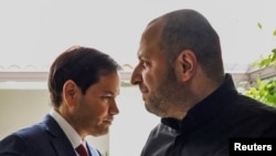 Дзяржаўны сакратар ЗША Марка Рубіё і сакратар Рады нацыянальнай бясьпекі Ўкраіны Рустэм Умераў. Флёрыда, ЗША, 30 лістапада 2025 году