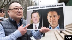 Акція з вимогою звильнити Майкла Спевора та Майкла Ковріга, Ванкувер, березень 2019 року