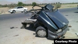 باقی‌مانده یک خودروی پراید پس از تصادف