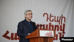 Armenia -- President and presidential candidate Serzh Sargsian campaigns in Syiunik, 23Jan2013.