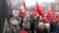 Armenia - Members of the Armenian Revolutionary Federation and the Armenian National Congress demonstrate outside the parliament building in Yerevan, 28Feb2012.
