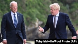 ԱՄՆ նախագահ Ջո Բայդեն, Մեծ Բրիտանիայի վարչապետ Բորիս Ջոնսոն, հունիս, 2021թ.