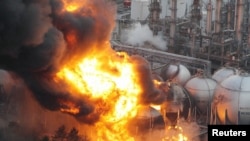 آتش سوزی در نزدیکی مخازن گاز در شهر «شیبا»