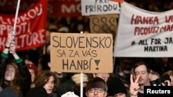 Протест против правительства Роберта Фицо в Словакии, Братислава, январь 2024 года