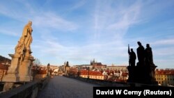 Прага, Карлаў мост, першы дзень карантыну, 16 сакавіка 2020