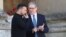 Ukrainian President Volodymyr Zelenskiy (left) meets British Prime Minister Keir Starmer as they attend the European Political Community meeting at Blenheim Palace on July 18.