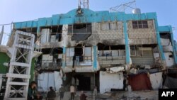 یک ساختمان متعلق به سازمان ملل در جبالیا که به پناهگاه تبدیل شده بود