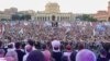 Armenia - Former President Robert Kocharian and senior members of his Hayastan (Armenia) bloc hold an election campaign rally in Yerevan's Republic Square, June 18, 2021.