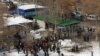 Armenia - Clothing shops built in a public park in downtown Yerevan, 21Feb2012.