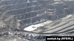 A view of an open pit at the Kumtor gold mine in the Issyk-Kul region of Kyrgyzstan