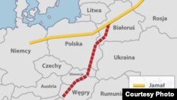 Схема газаправоду Ямал — Эўропа, 2013 год