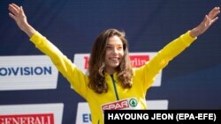 Українська спортсменка Ольга Ляхова, яка здобула бронзову медаль у забігу на 800 метрів на чемпіонаті Європи. Берлін, 10 серпня 2018 року