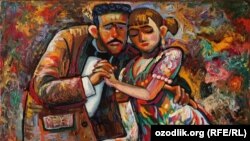 Ўзбек рассоми Рустам Бозоровнинг "Танго" номли асари (фрагмент)