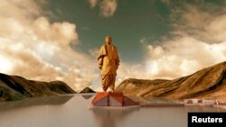 Компьютерная реконструкция индийской "Статуи Единства" по замыслу создателей в момент начала стройки. 31 октября 2013 года