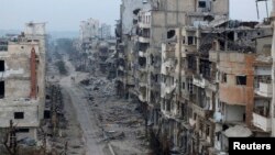 ویرانه‌های شهر حمص.