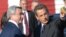Armenia - French President Nicolas Sarkozy is greeted by his Armenian counterpart Serzh Sarkisian at Yerevan airport, 06Oct2011.