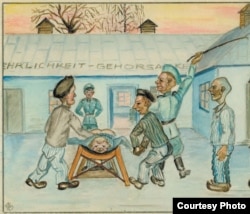 Так відбувалися тілесні покарання (з «Альбому політв’язня», автор малюнка – член ОУН(б) Петро Балей)