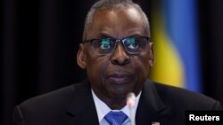 Міністр оборони США Ллойд Остін на відкритті зустрічі Контактної групи з питань оборони України 19 березня 2024 року на авіабазі США в Рамштайні, Німеччина