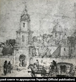 Ескіз ілюстрації Василя Кричевського до роману Пантелеймона Куліша «Чорна рада», 1949 рік. Музей книги і друкарства України