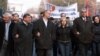 Armenia -- Senior members of the Armenian National Congress lead an opposition march in Yerevan.