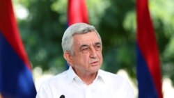 Former Armenian President Serzh Sarkisian at a press conference in Yerevan, August 19, 2020.