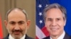 Премьер-министр Армении Никол Пашинян (слева) и госсекретарь США Энтони Блинкен 